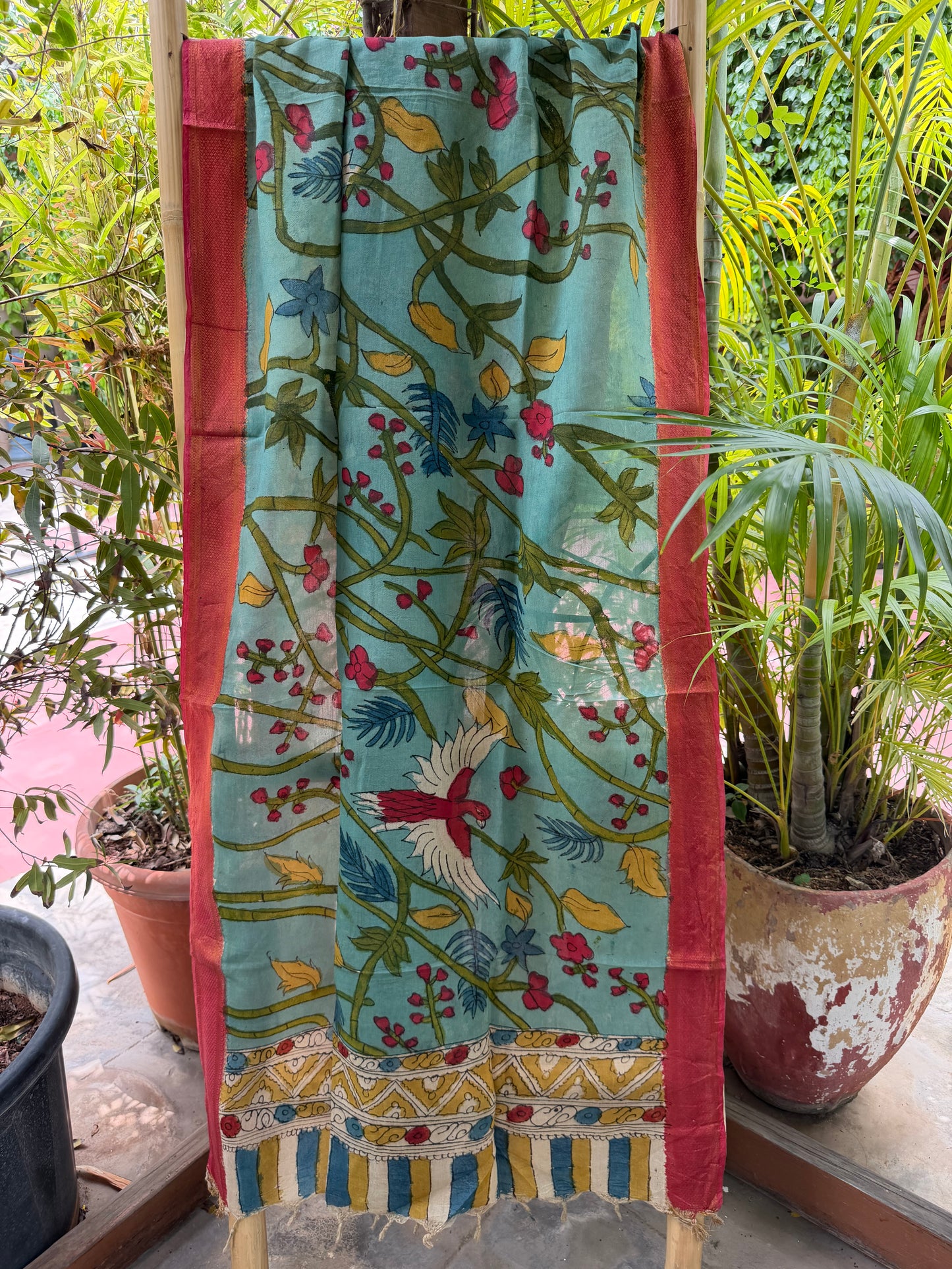 Bangalore silk penkalamkari dupatta
