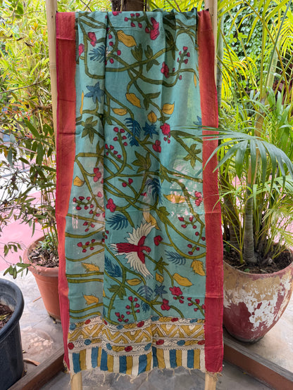 Bangalore silk penkalamkari dupatta