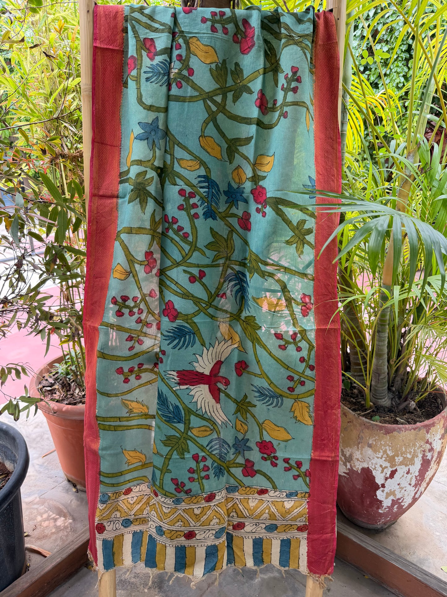 Bangalore silk penkalamkari dupatta