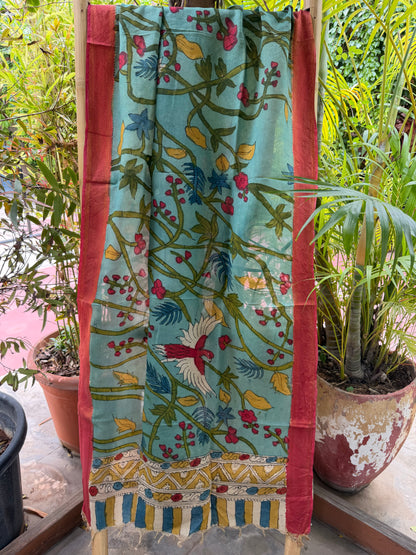 Bangalore silk penkalamkari dupatta
