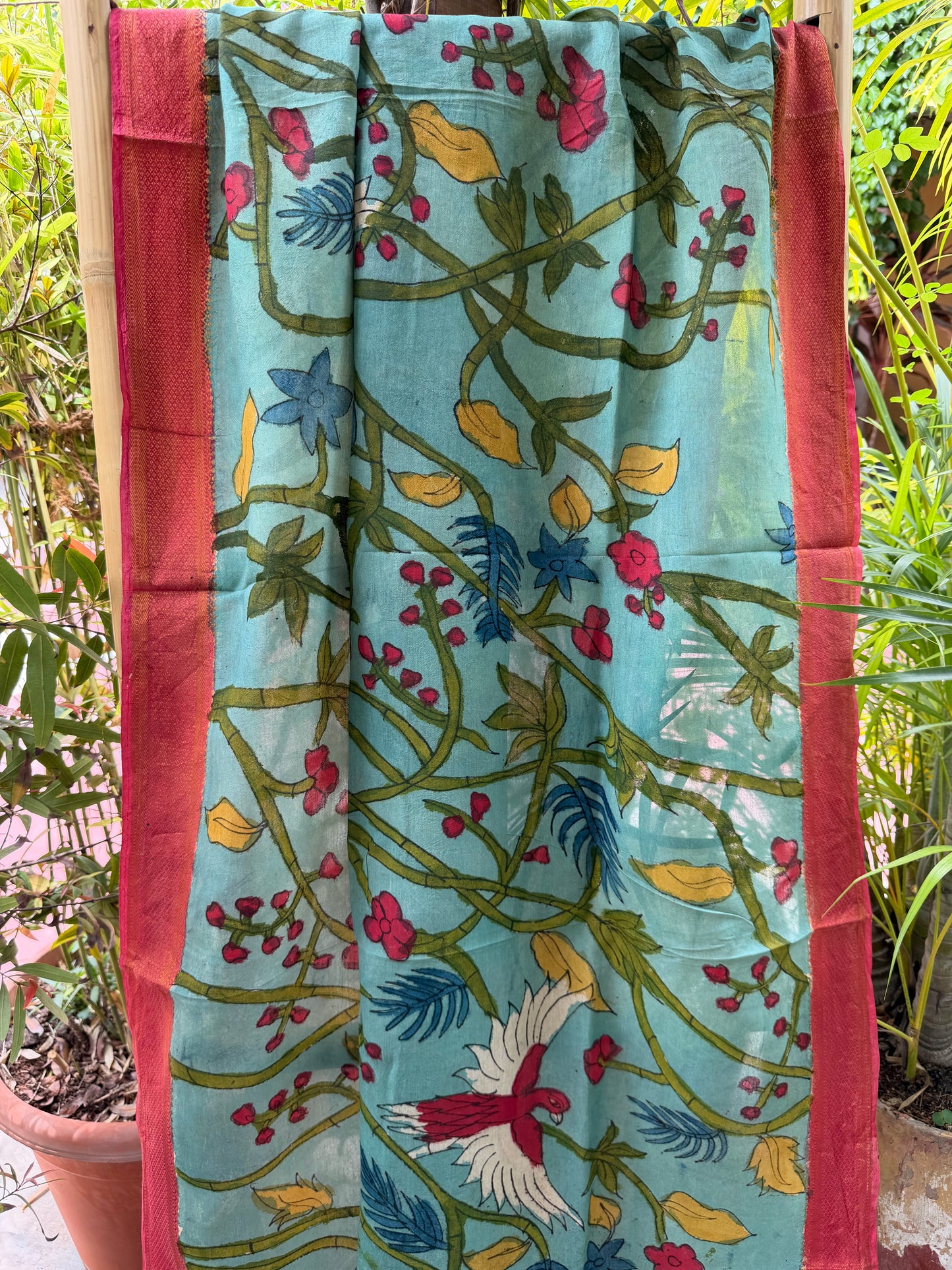 Bangalore silk penkalamkari dupatta