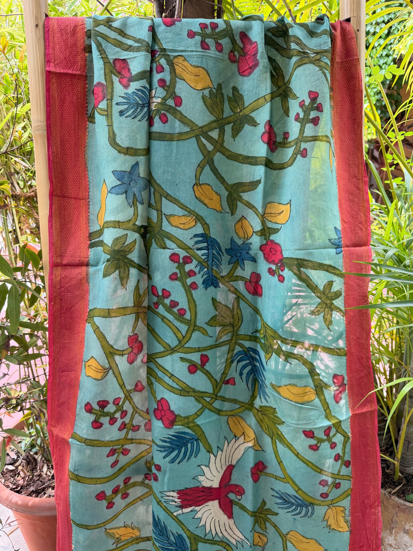 Bangalore silk penkalamkari dupatta
