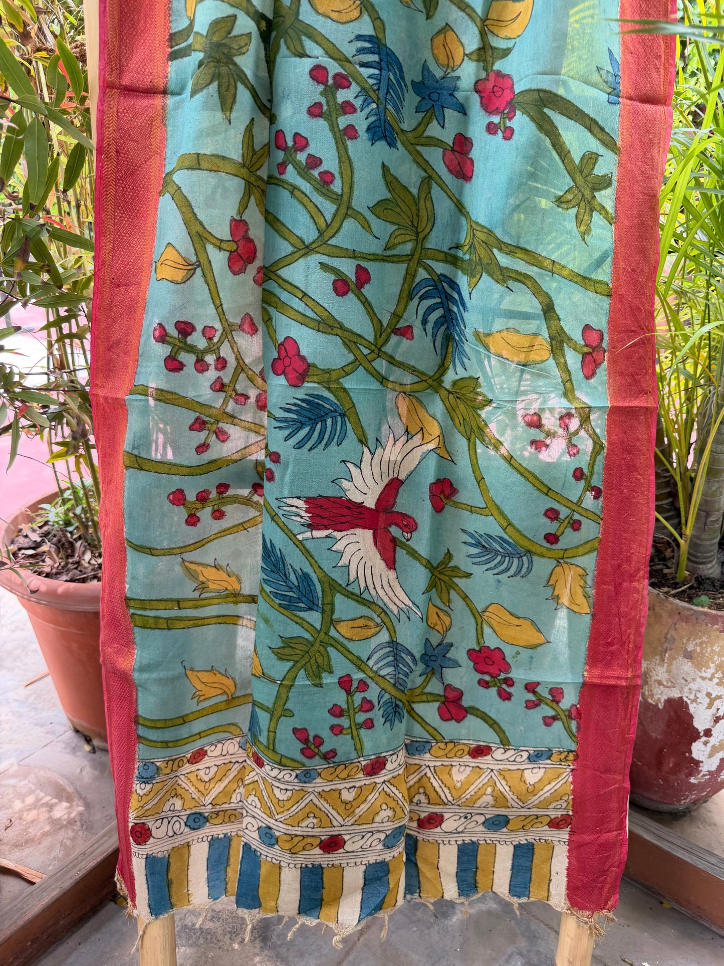 Bangalore silk penkalamkari dupatta