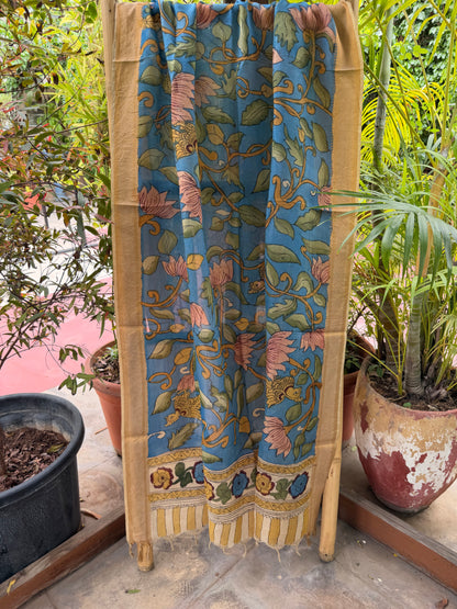 Bangalore silk penkalamkari dupatta