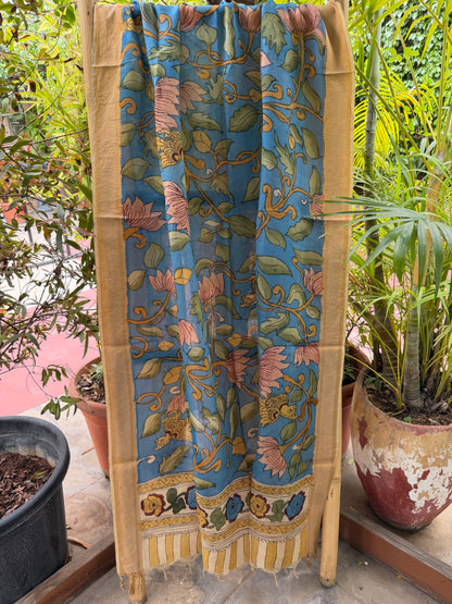 Bangalore silk penkalamkari dupatta