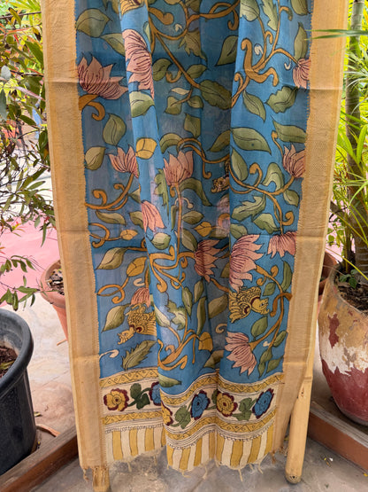 Bangalore silk penkalamkari dupatta