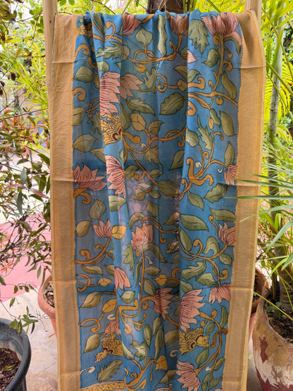 Bangalore silk penkalamkari dupatta