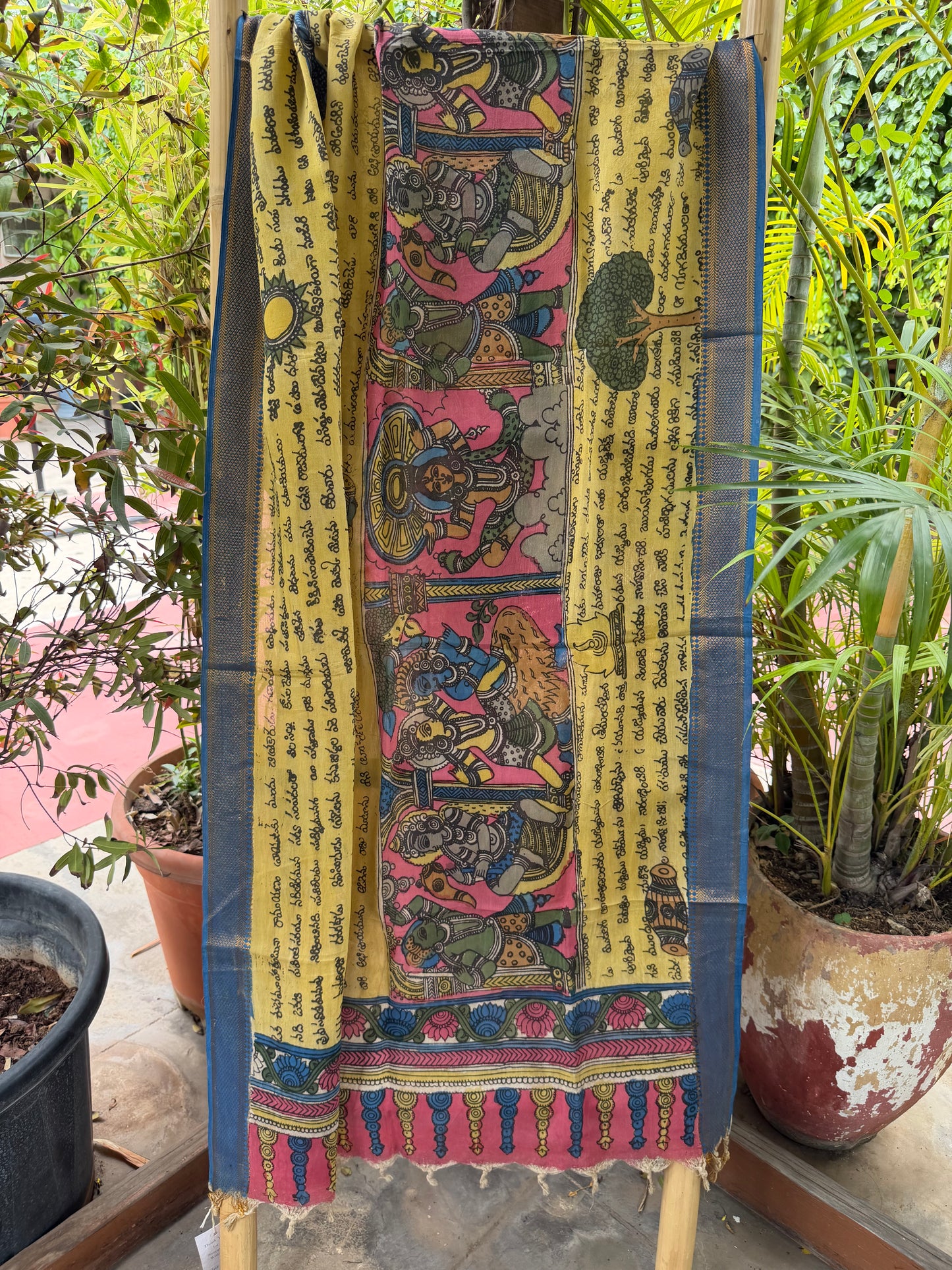 Bangalore silk penkalamkari dupatta