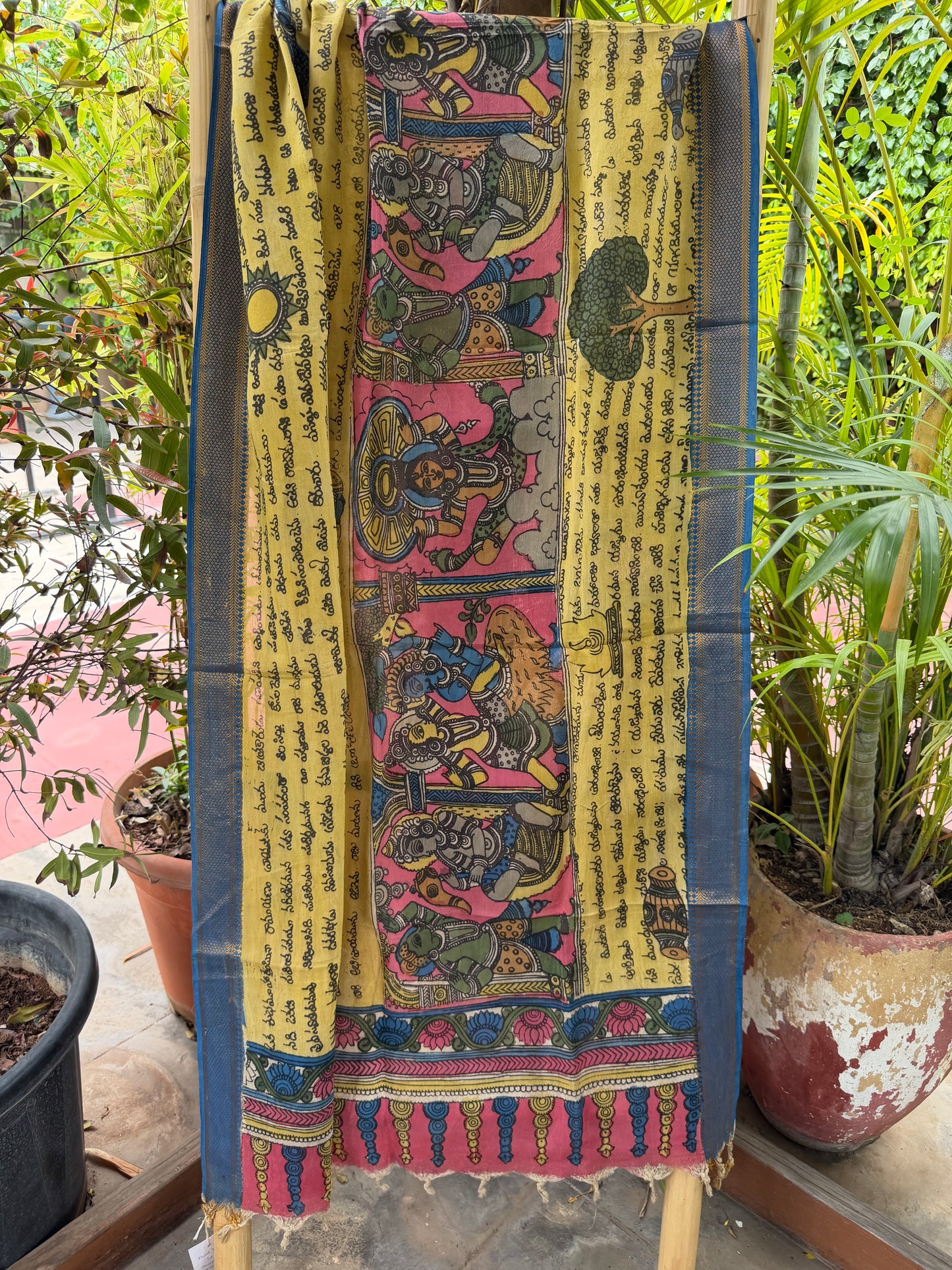 Bangalore silk penkalamkari dupatta