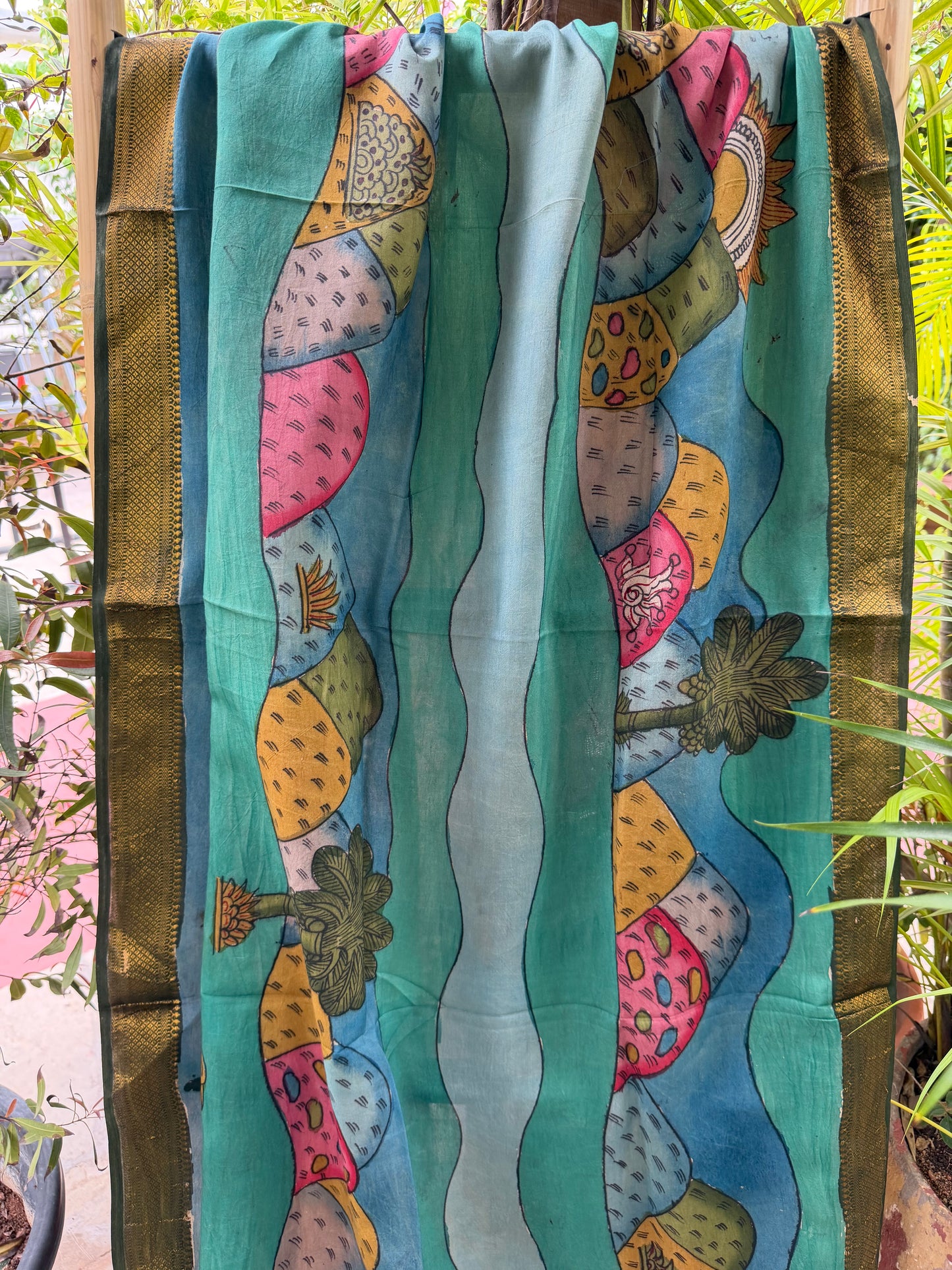 Bangalore silk penkalamkari dupatta