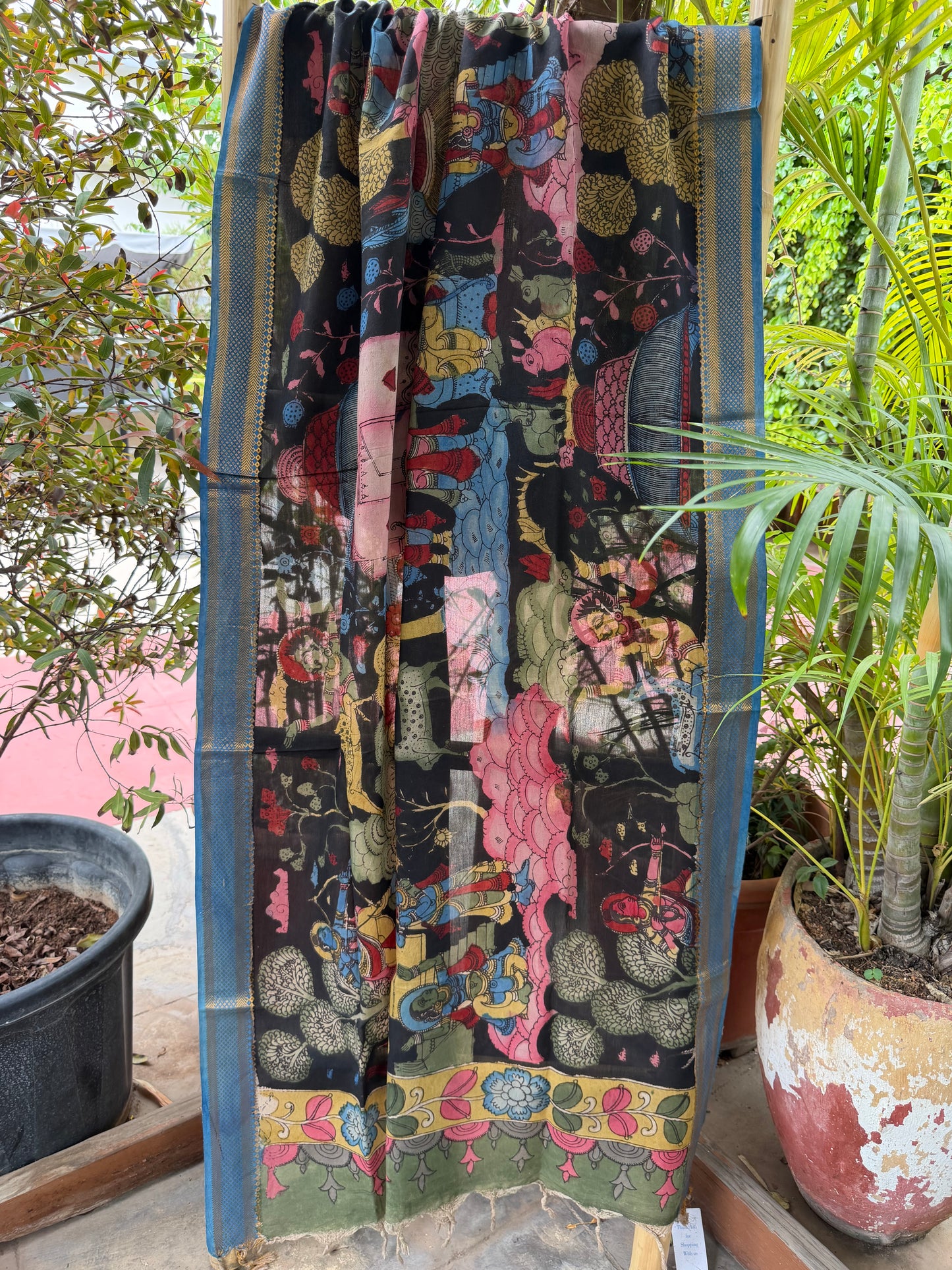 Bangalore silk penkalamkari dupatta