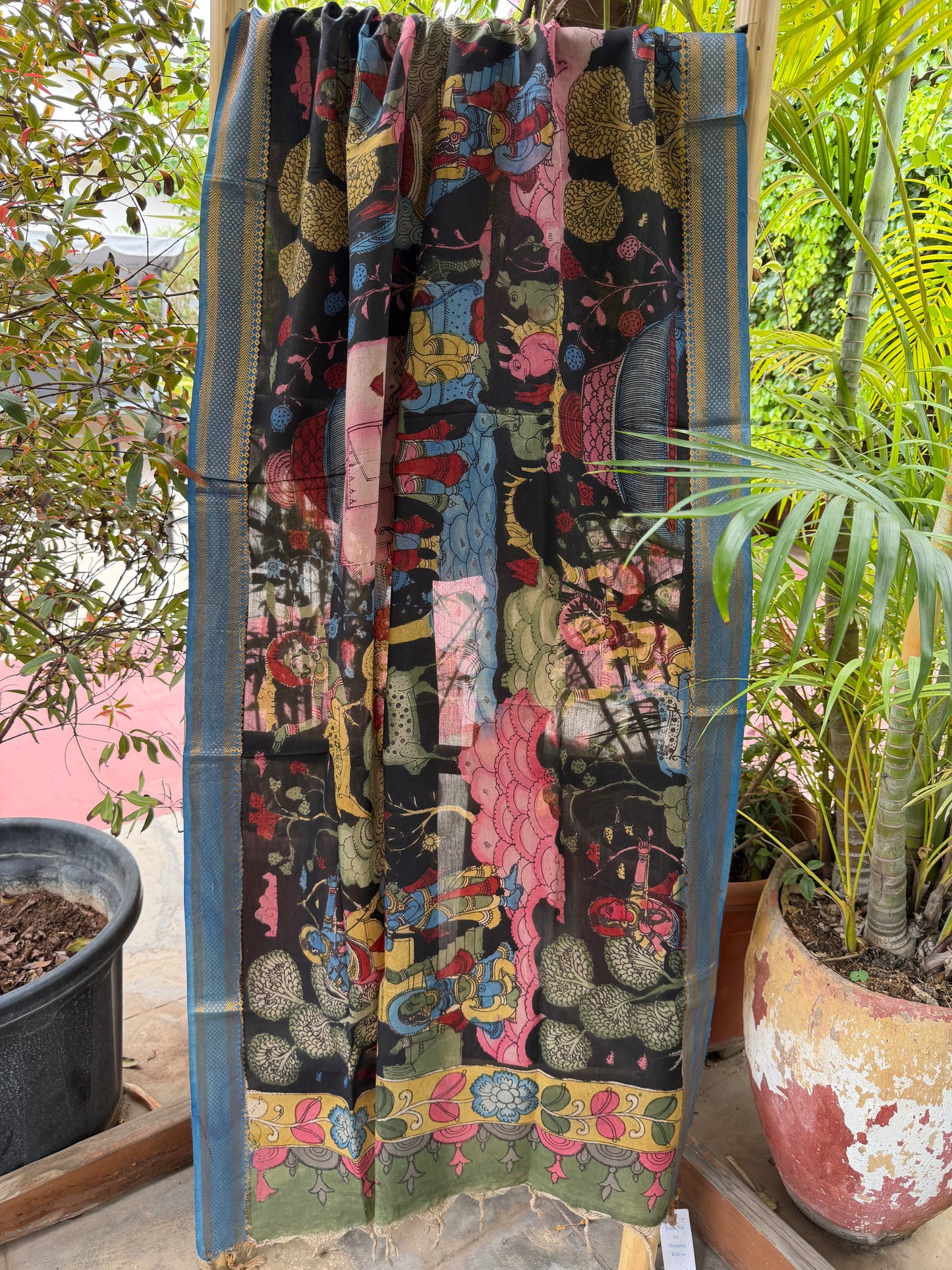 Bangalore silk penkalamkari dupatta