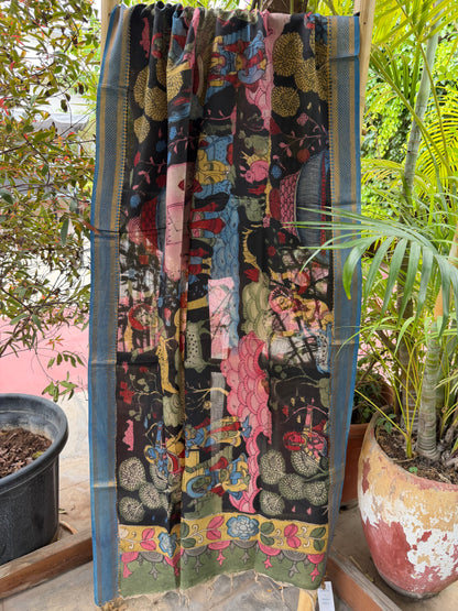Bangalore silk penkalamkari dupatta
