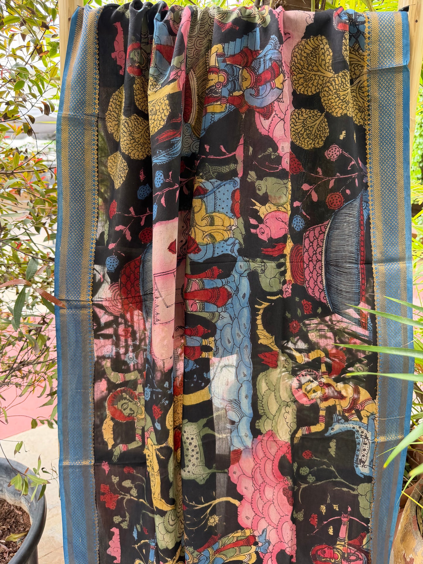 Bangalore silk penkalamkari dupatta