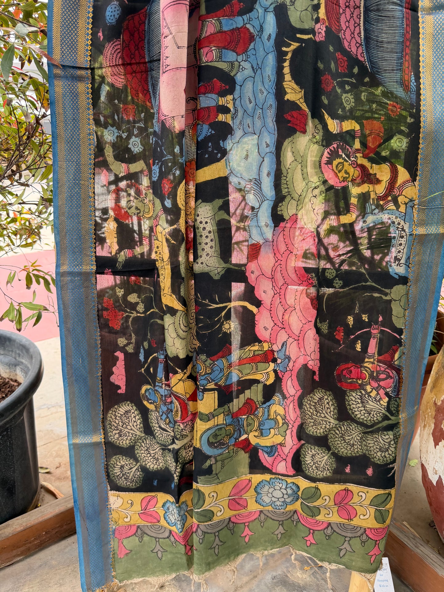 Bangalore silk penkalamkari dupatta