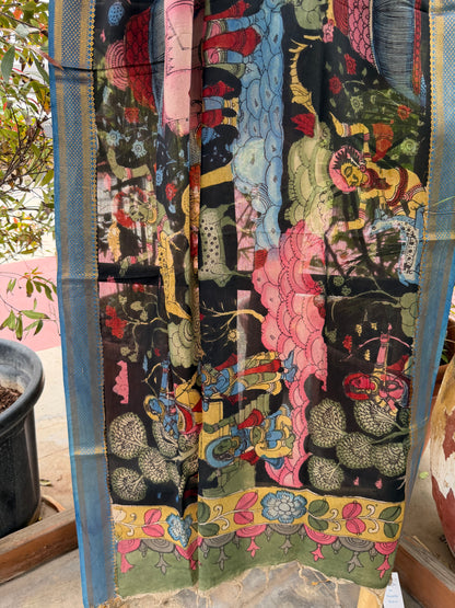 Bangalore silk penkalamkari dupatta