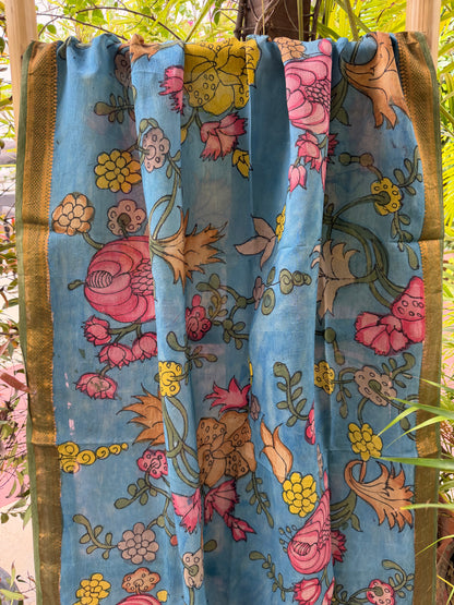 Bangalore silk penkalamkari dupatta