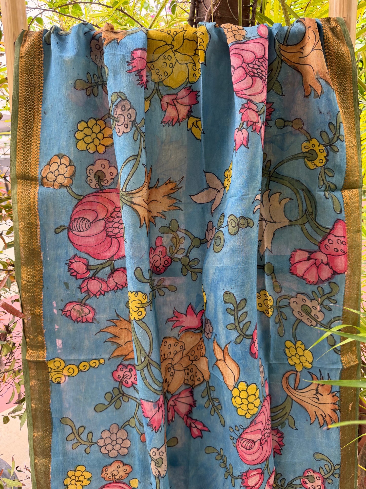 Bangalore silk penkalamkari dupatta