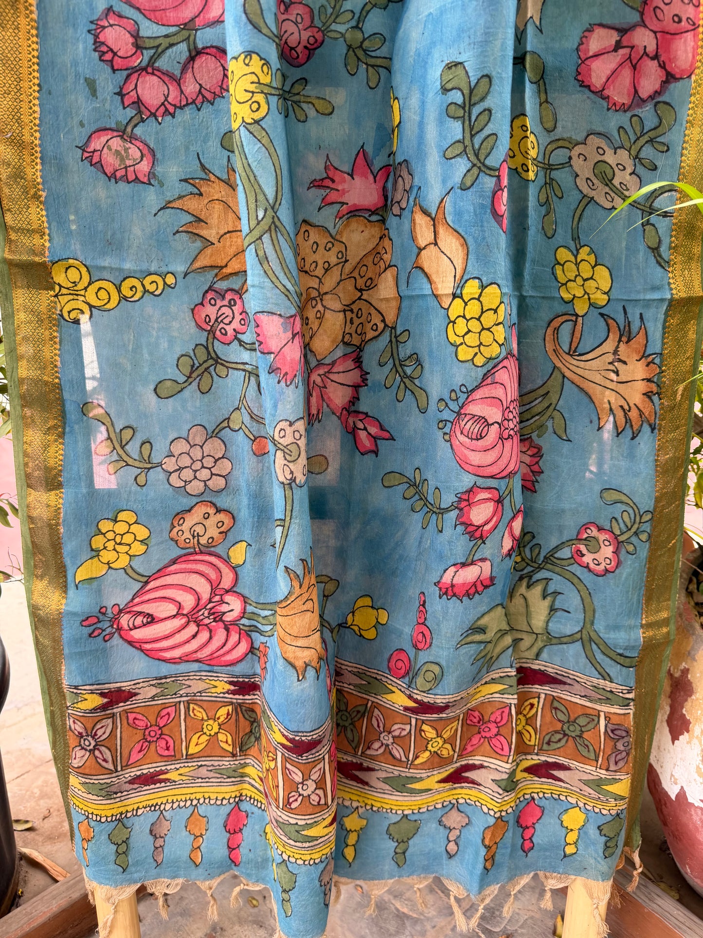 Bangalore silk penkalamkari dupatta