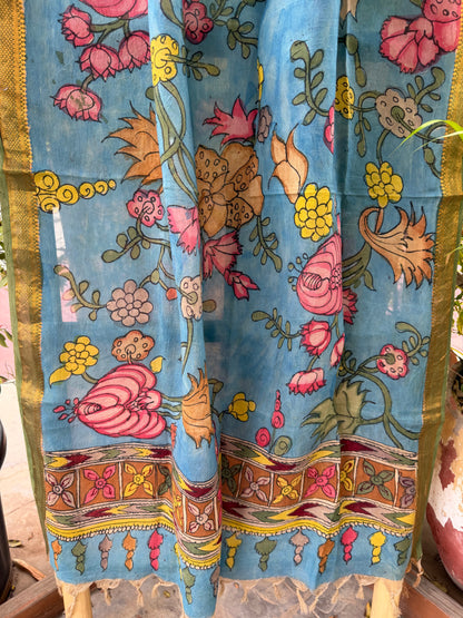 Bangalore silk penkalamkari dupatta