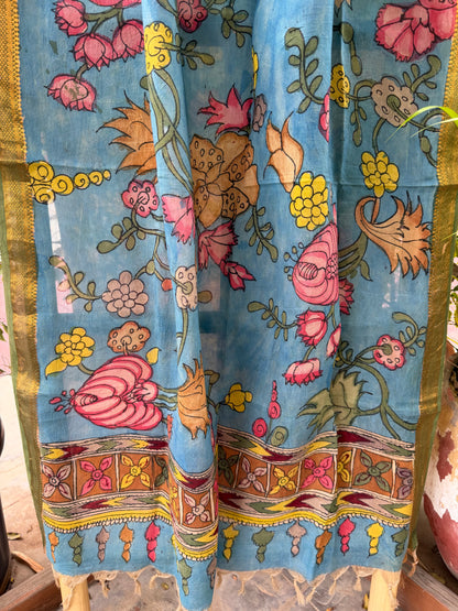 Bangalore silk penkalamkari dupatta
