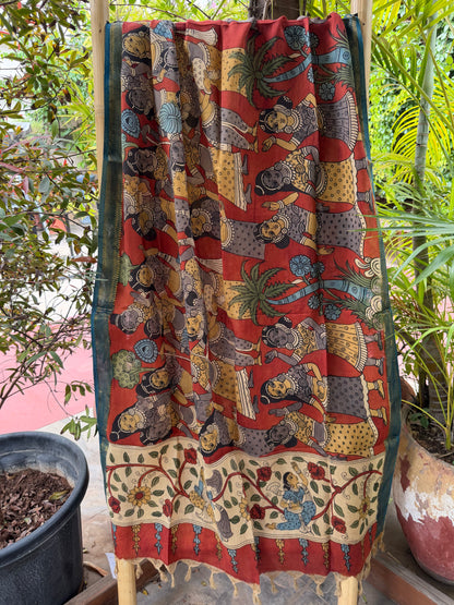 Bangalore silk penkalamkari dupatta