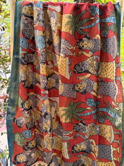 Bangalore silk penkalamkari dupatta