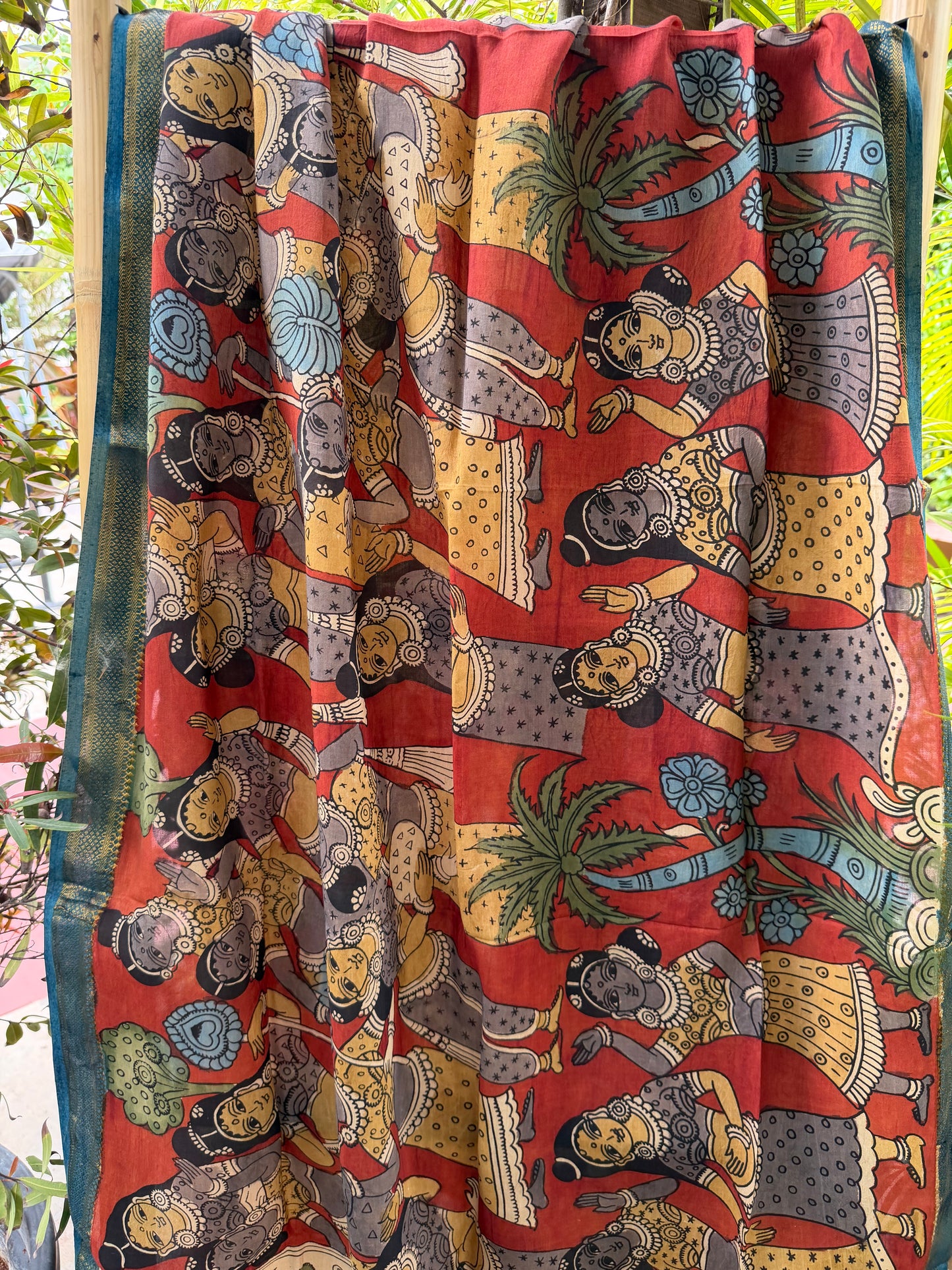 Bangalore silk penkalamkari dupatta