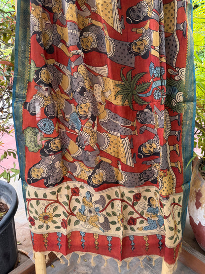 Bangalore silk penkalamkari dupatta