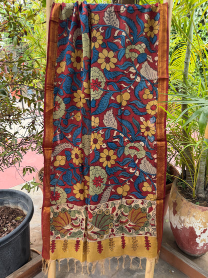 Bangalore silk penkalamkari dupatta