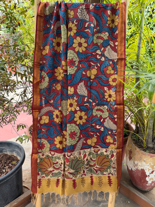 Bangalore silk penkalamkari dupatta