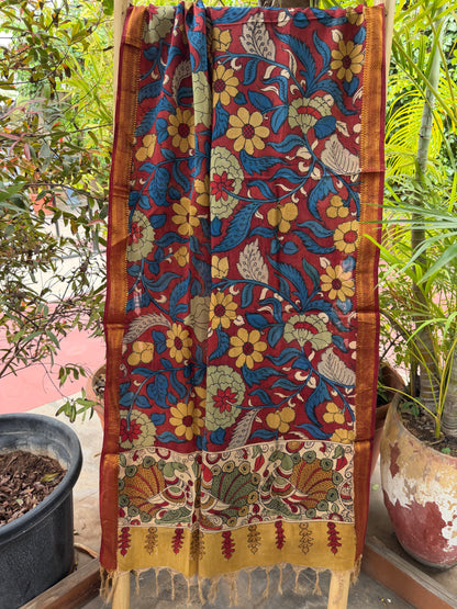 Bangalore silk penkalamkari dupatta