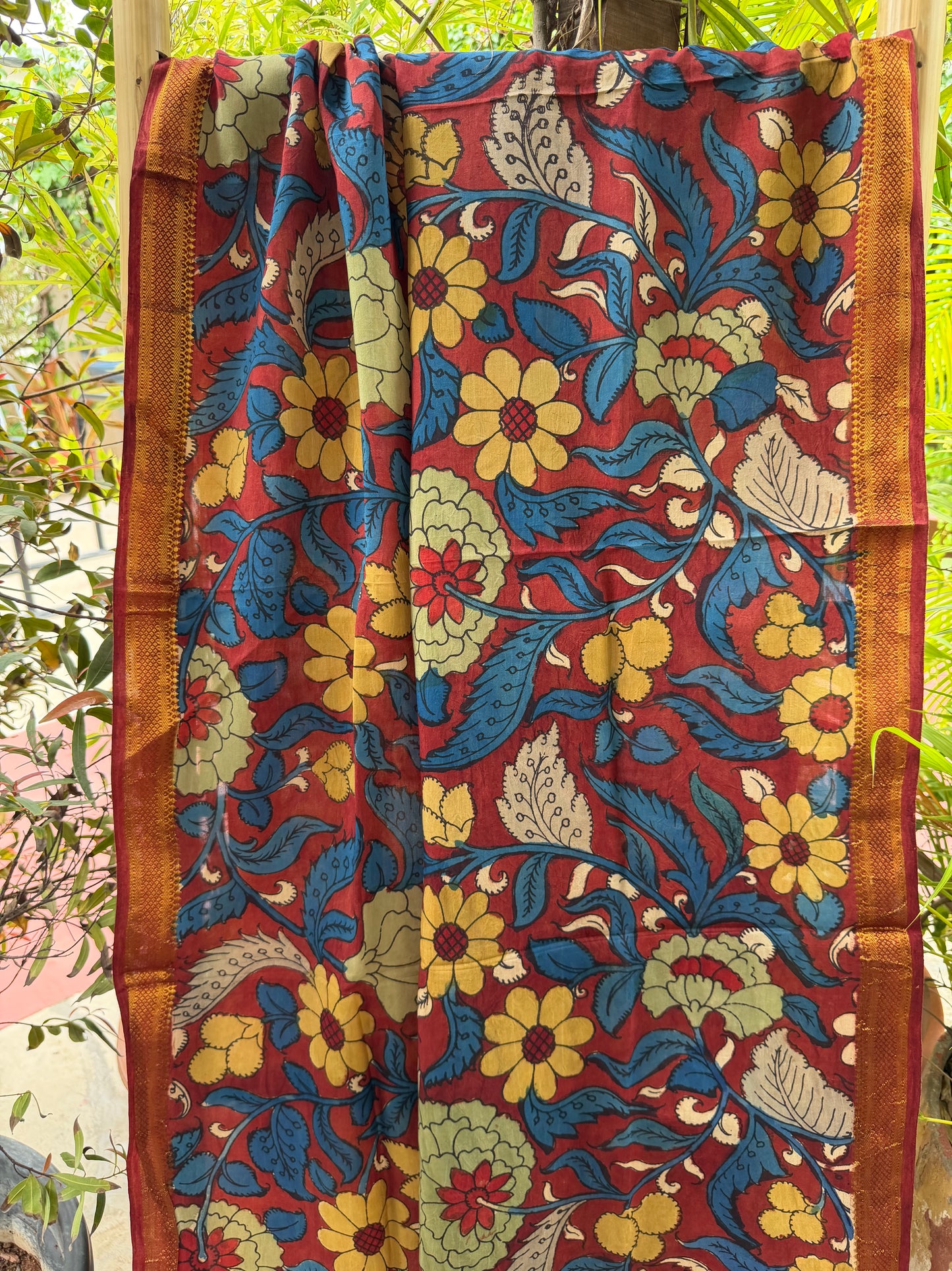 Bangalore silk penkalamkari dupatta