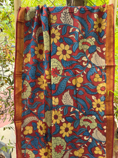 Bangalore silk penkalamkari dupatta