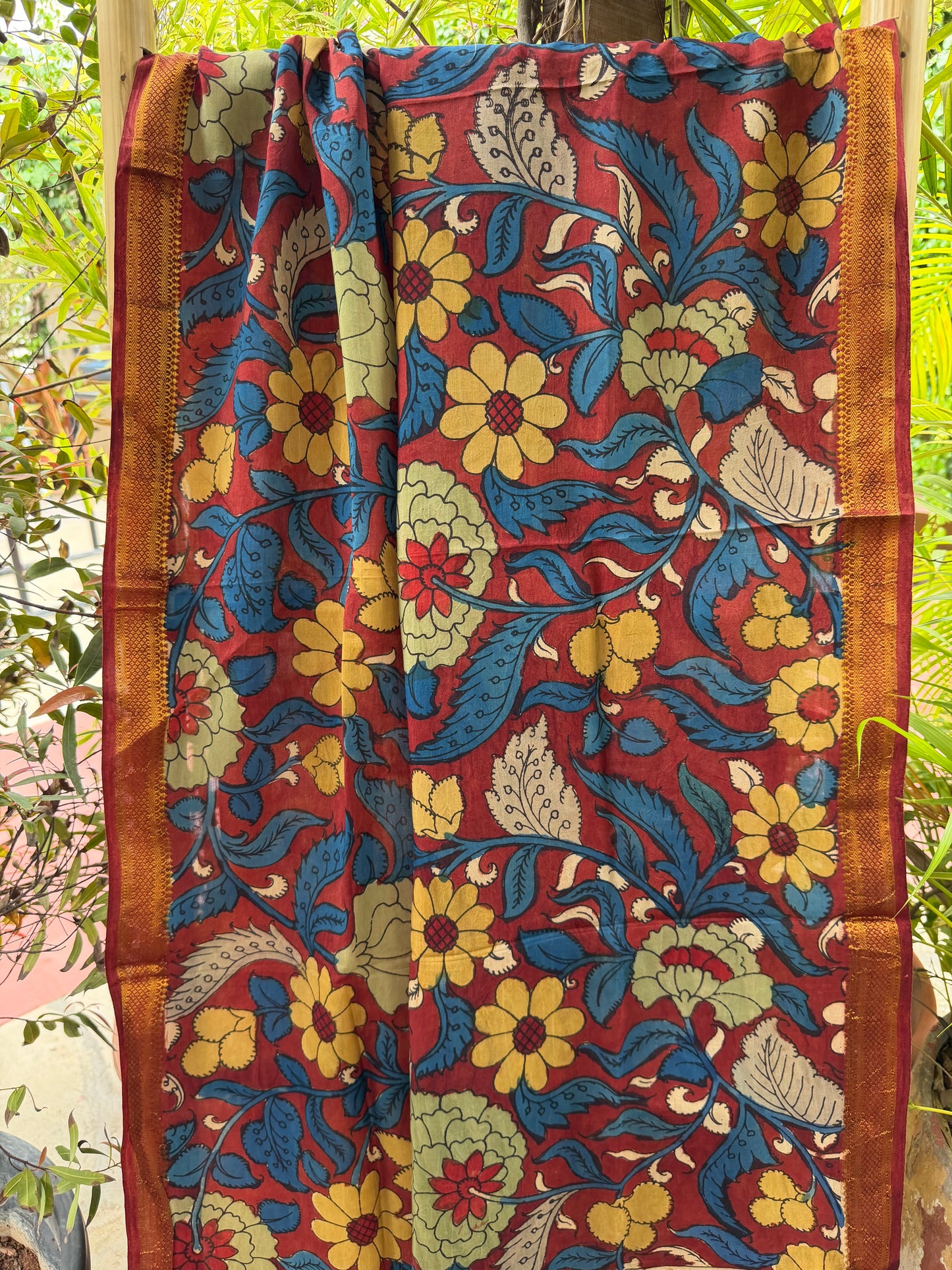 Bangalore silk penkalamkari dupatta