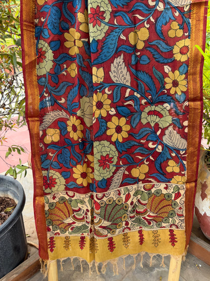 Bangalore silk penkalamkari dupatta