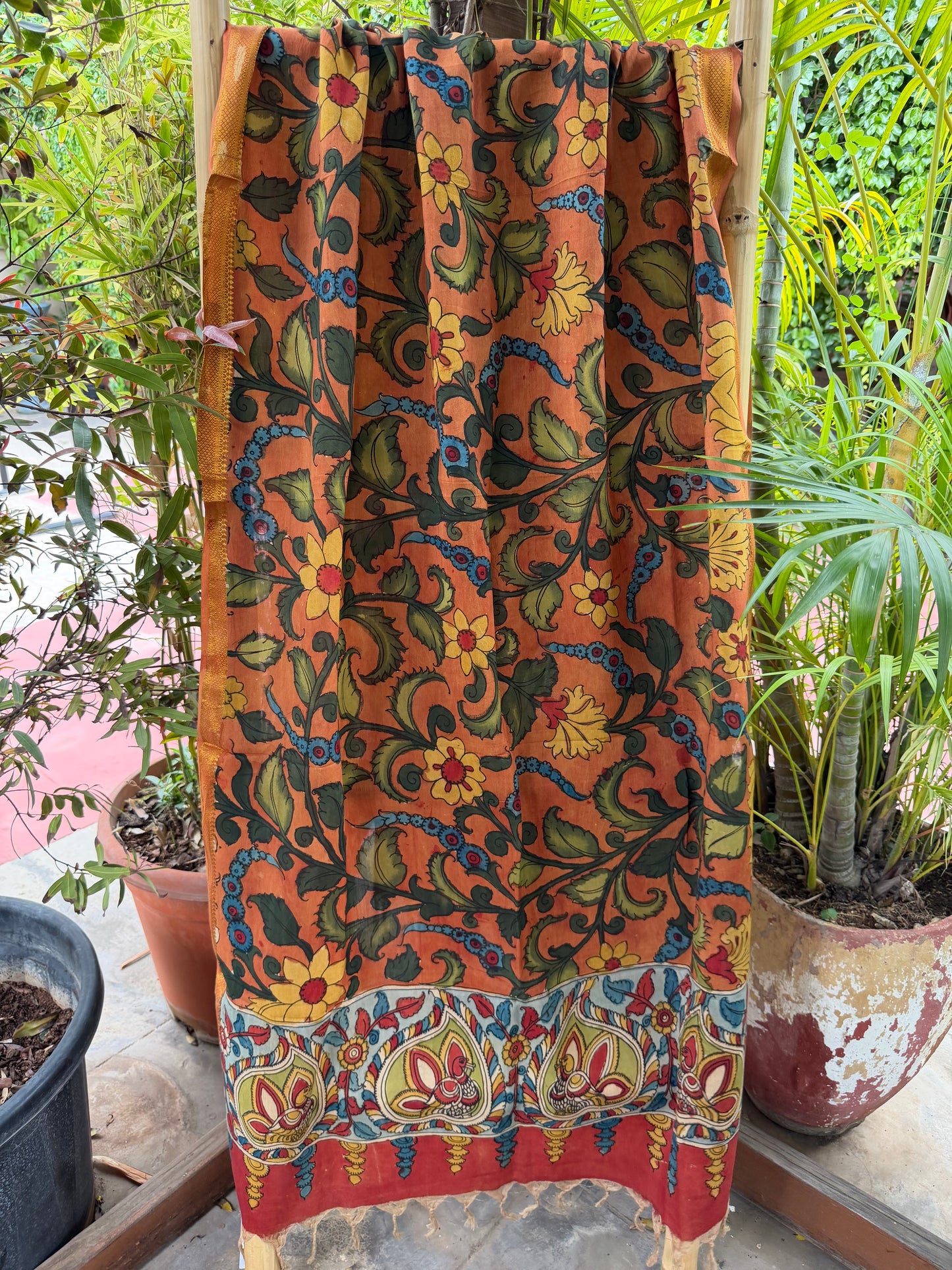 Bangalore silk penkalamkari dupatta
