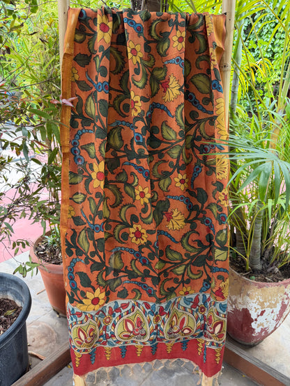 Bangalore silk penkalamkari dupatta