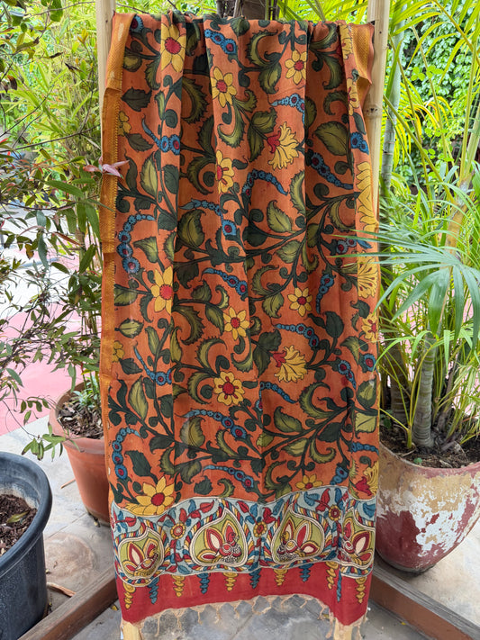 Bangalore silk penkalamkari dupatta