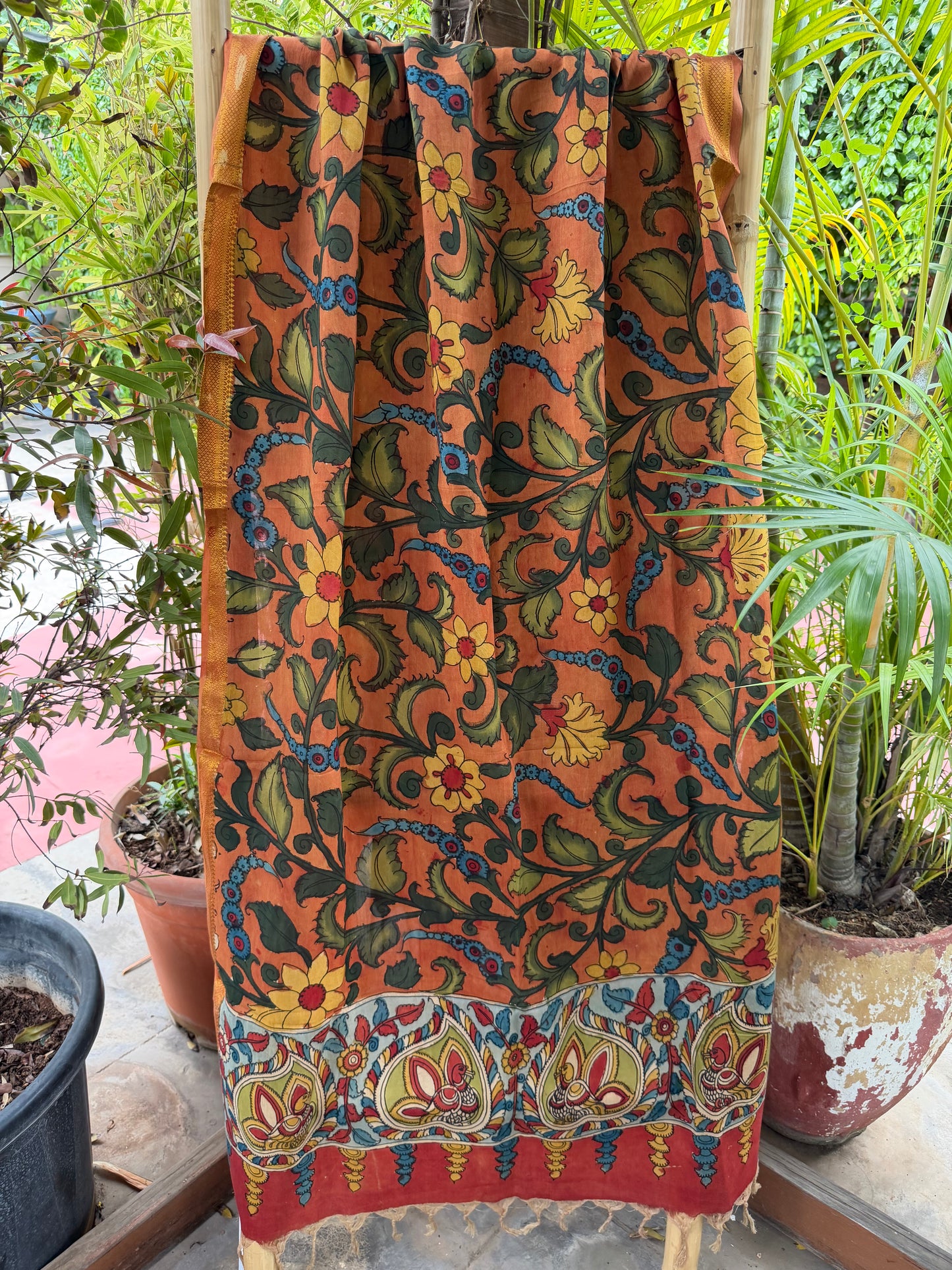 Bangalore silk penkalamkari dupatta
