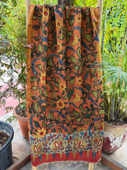 Bangalore silk penkalamkari dupatta
