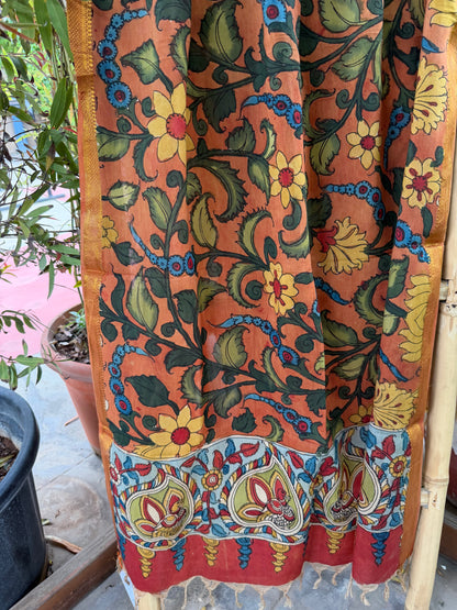 Bangalore silk penkalamkari dupatta