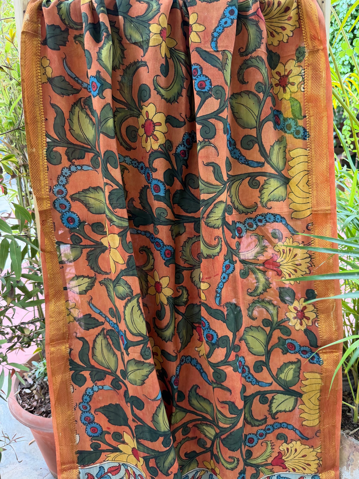 Bangalore silk penkalamkari dupatta
