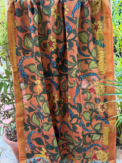 Bangalore silk penkalamkari dupatta