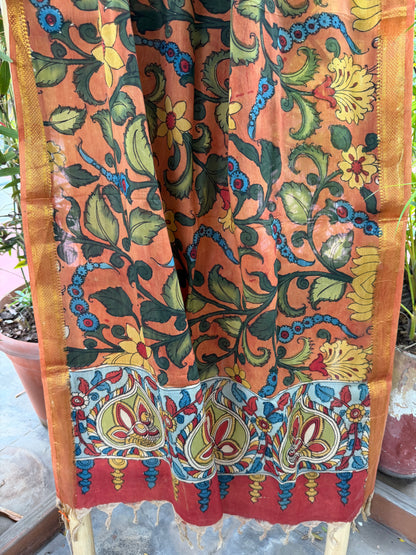 Bangalore silk penkalamkari dupatta
