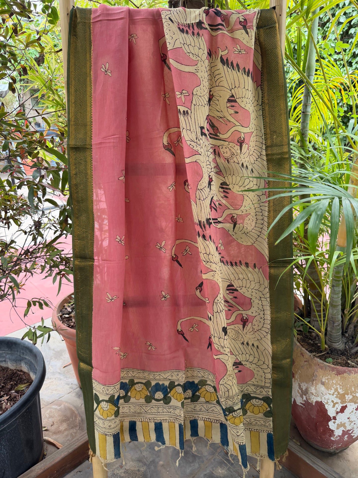 Bangalore silk penkalamkari dupatta