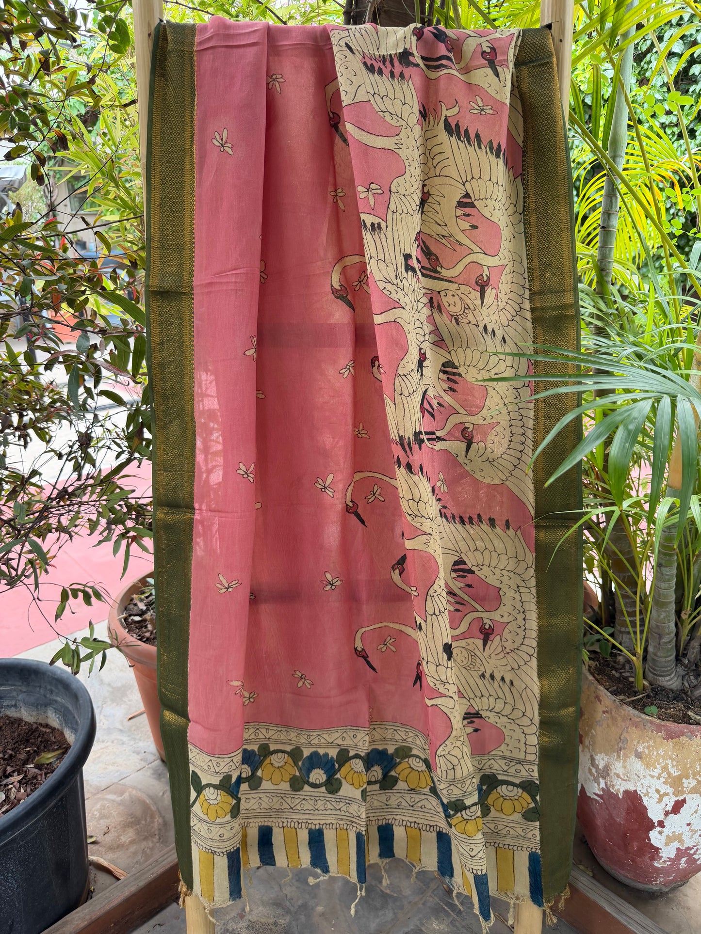 Bangalore silk penkalamkari dupatta