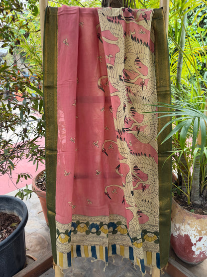 Bangalore silk penkalamkari dupatta