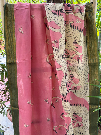 Bangalore silk penkalamkari dupatta