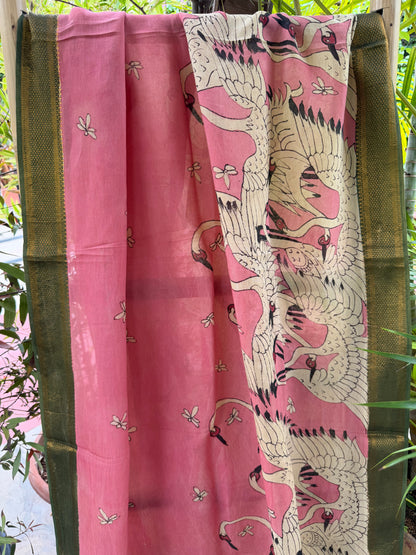 Bangalore silk penkalamkari dupatta